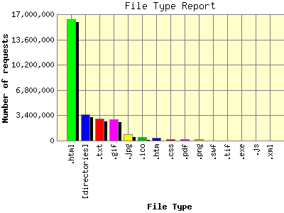 File Type Report: Number of requests by File Type.
